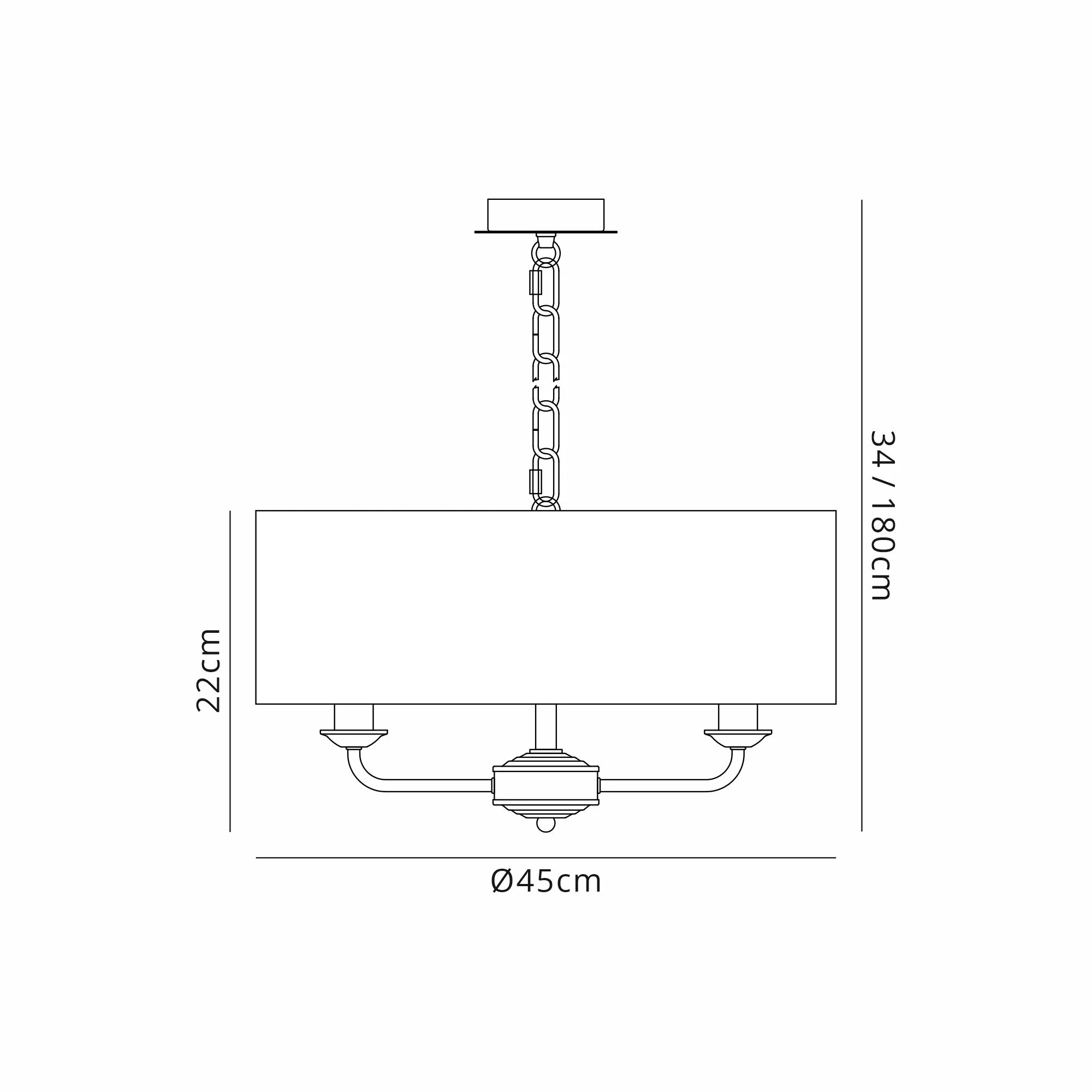 Banyan 3 Light Multi Arm Pendant With 45cm x 15cm Organza Shade Satin Nickel/Cream DK0873  Deco Banyan SN CR